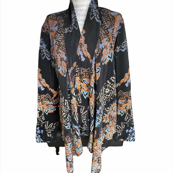 Twelfth Street by Cynthia Vincent Abstract Floral Silk Cardigan Small - Picture 6 of 13